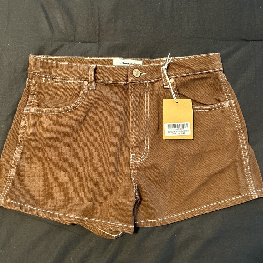 Cowboy high rise jean shorts. reformation shorts.